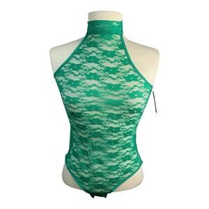 Frederick’s of‎ Hollywood Margarita Floral Lace Teddy in Green Size L NWT